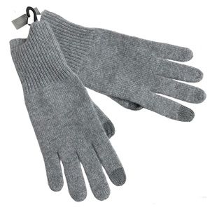 NORDSTROM Rack 100% Cashmere Rib Knit Tech Gloves NEW Gray Grey